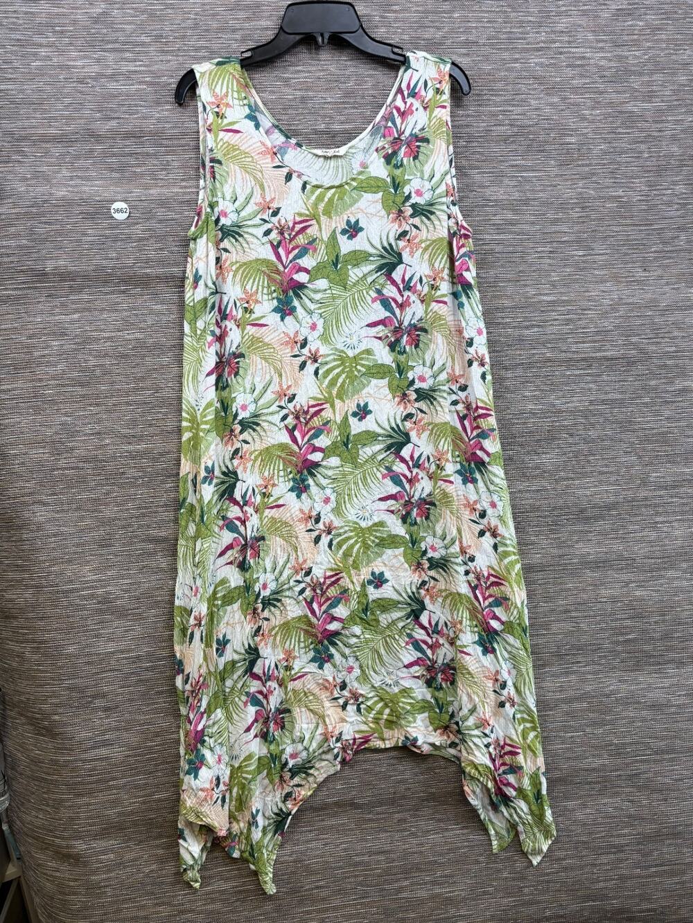 Krazy Kat Floral Sheath Dress Womens Size XL Assymetrical Hem Sleeveless - Picture 1 of 5